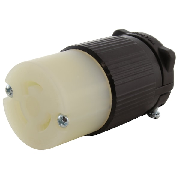 Ac Works Locking Connector, L5-15R, 15 A, 125V AC, Single Phase, 2 Pole, Screw Terminals, Black, White ASL515R - main